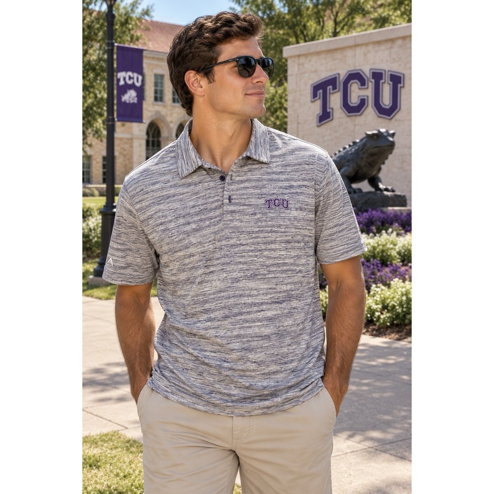 Antigua TCU Horned Frogs Polo Shirt Mens XL Gray Purple NCAA Golf College